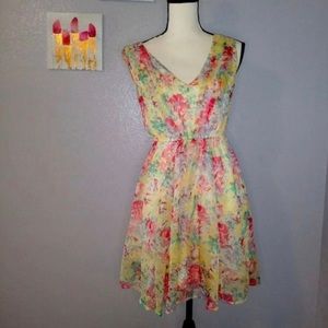 Rachael & Chloe floral yellow sleeveless summer dress